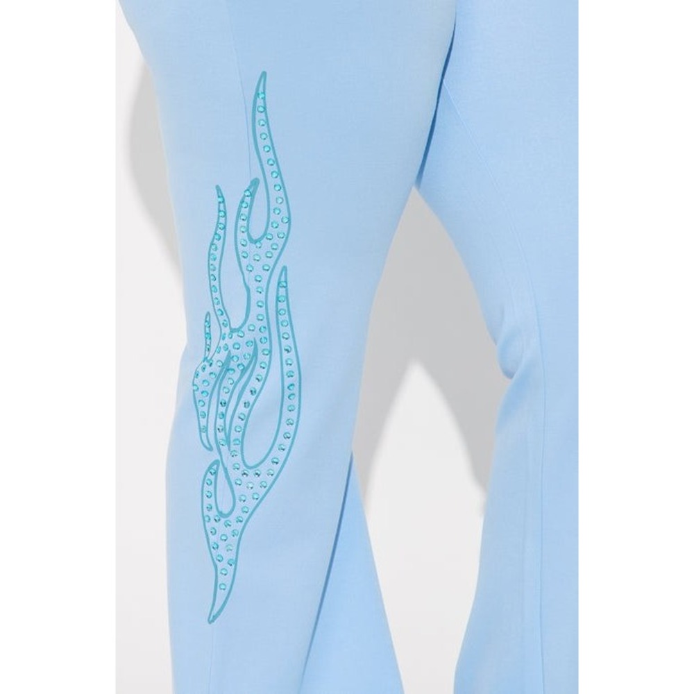 Von dutch nwt M blue rhinestone graphic leggings workout casual streetwear - Picture 5 of 5